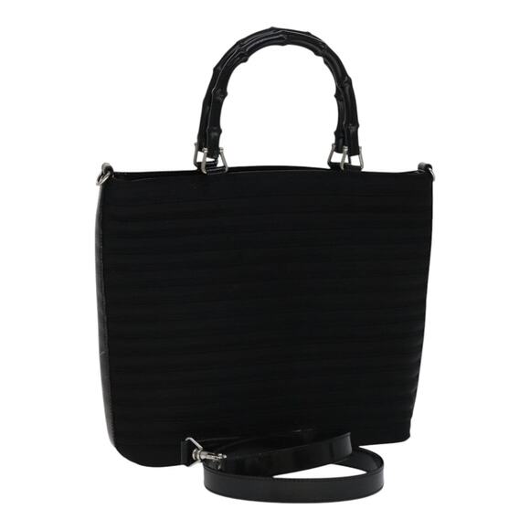 GUCCI Bamboo Hand Bag Nylon Black 000 1705 000 1705 - Picture 1 of 16